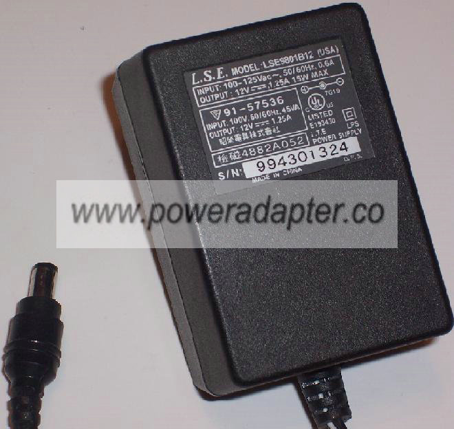LSE LSE9801B12 AC ADAPTER 12V 1.25A 15W POWER SUPPLY